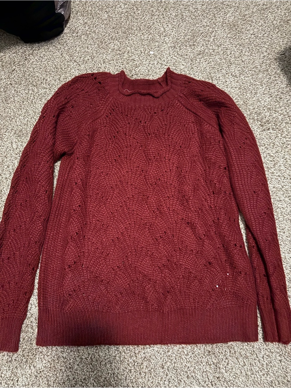 Elodie Girl Cable Knit Sweater - Deep Wine
